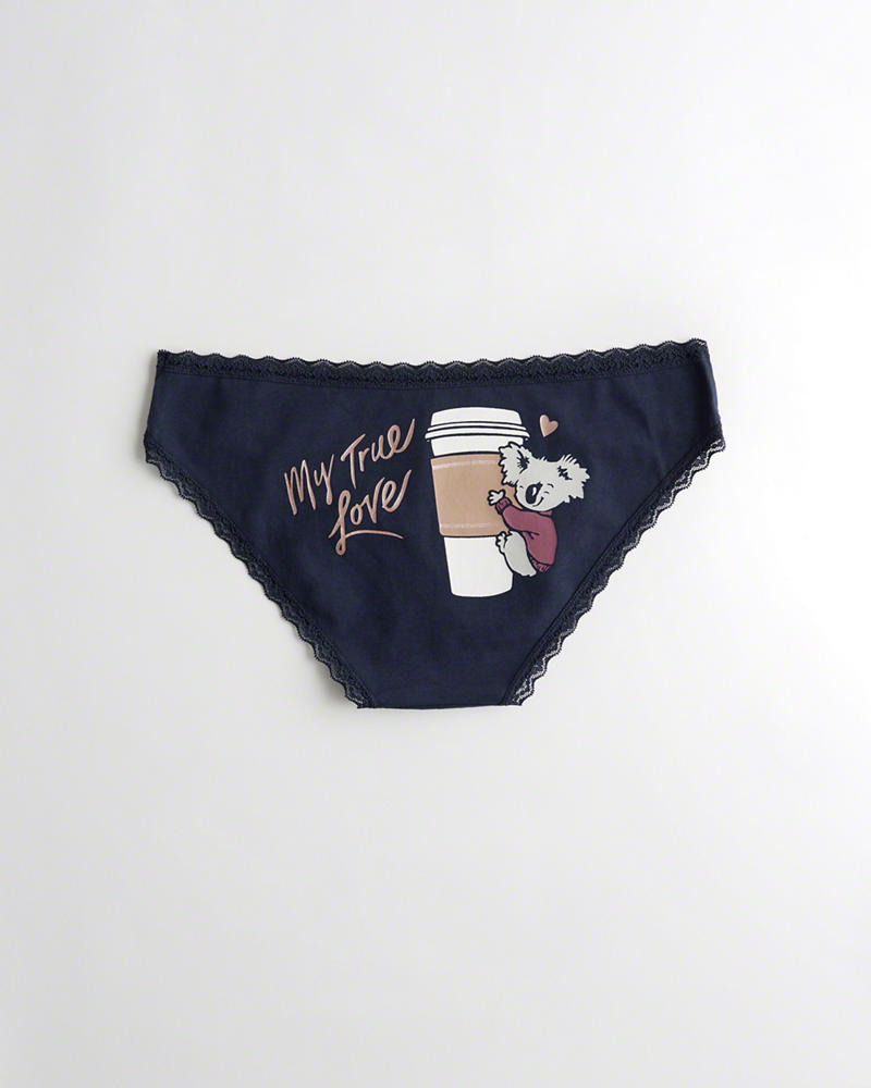 Mutande Hollister Donna Graphic Cotton Bikini Blu Marino Italia (405FCUIO)